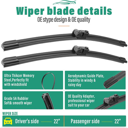 26" 16" 12" Windshield Wiper Blades Replacement for Toyota RAV4 2019 2020 2021 2022 2023 2024 2025 RAV 4 / Mazda 5 2006-2015 Premium All Weather Front Rear Wipers Set - OEM Quality (Pack of 3) - Colors B