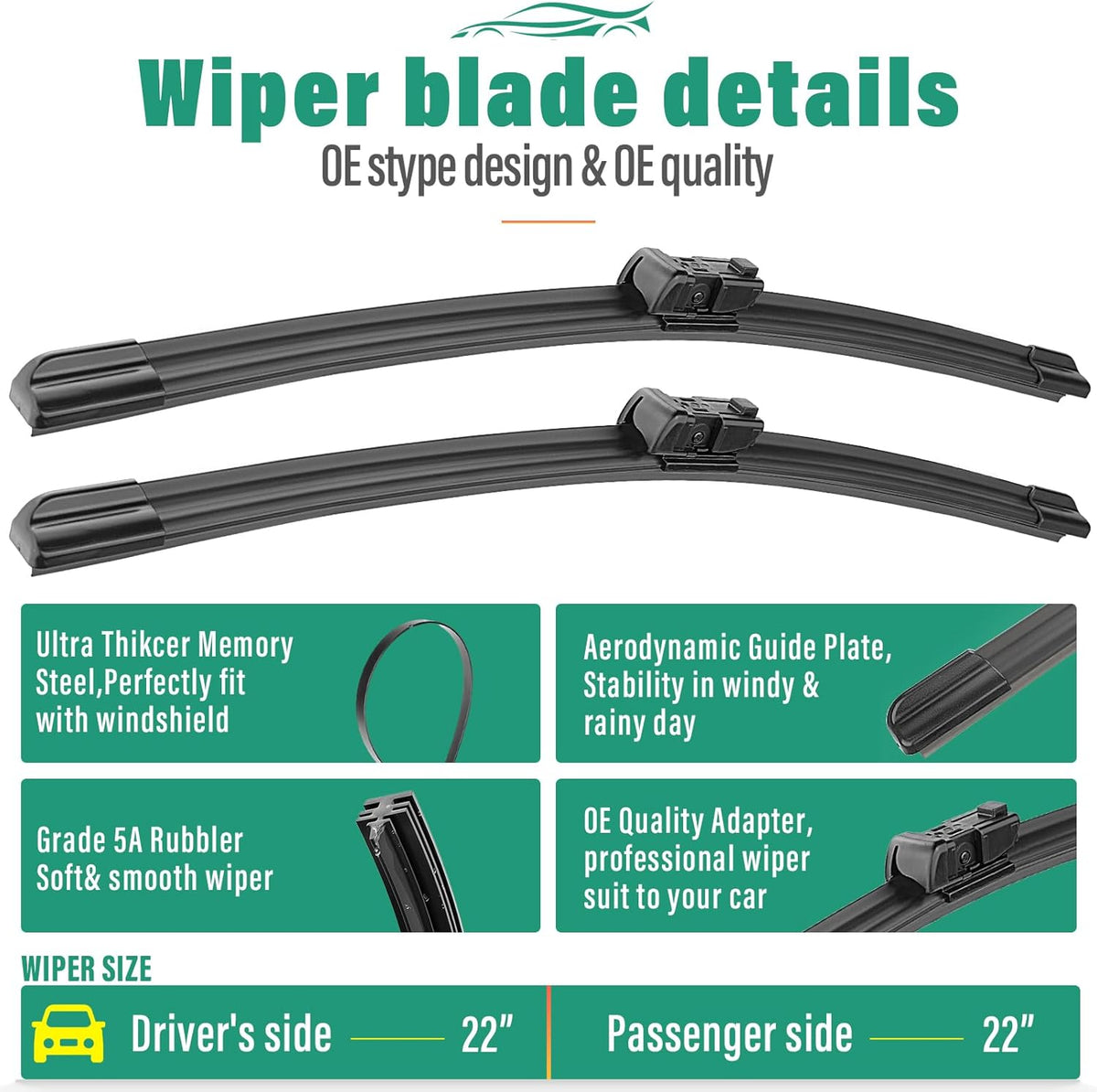 26" 16" 12" Windshield Wiper Blades Replacement for Toyota RAV4 2019 2020 2021 2022 2023 2024 2025 RAV 4 / Mazda 5 2006-2015 Premium All Weather Front Rear Wipers Set - OEM Quality (Pack of 3) - Colors C
