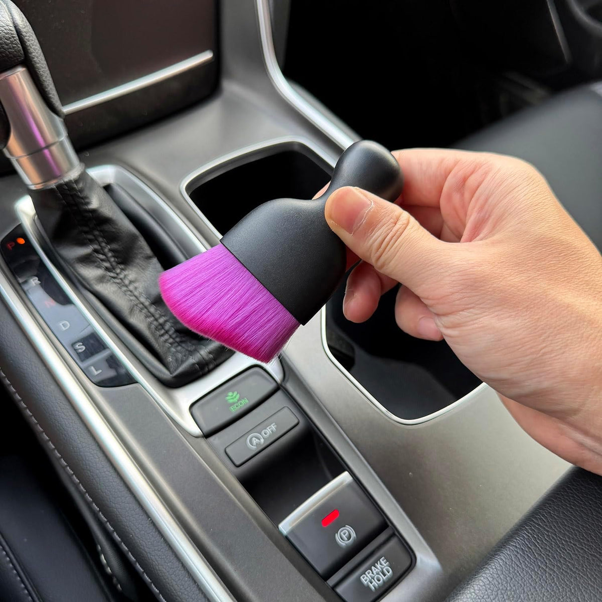 Car Detailing Brush, Soft Bristle Cleaning Brush, Scratch-Free Auto Duster Tool for Dashboard, Air Vents, Leather & Interior Cleaning (Black&Brown)