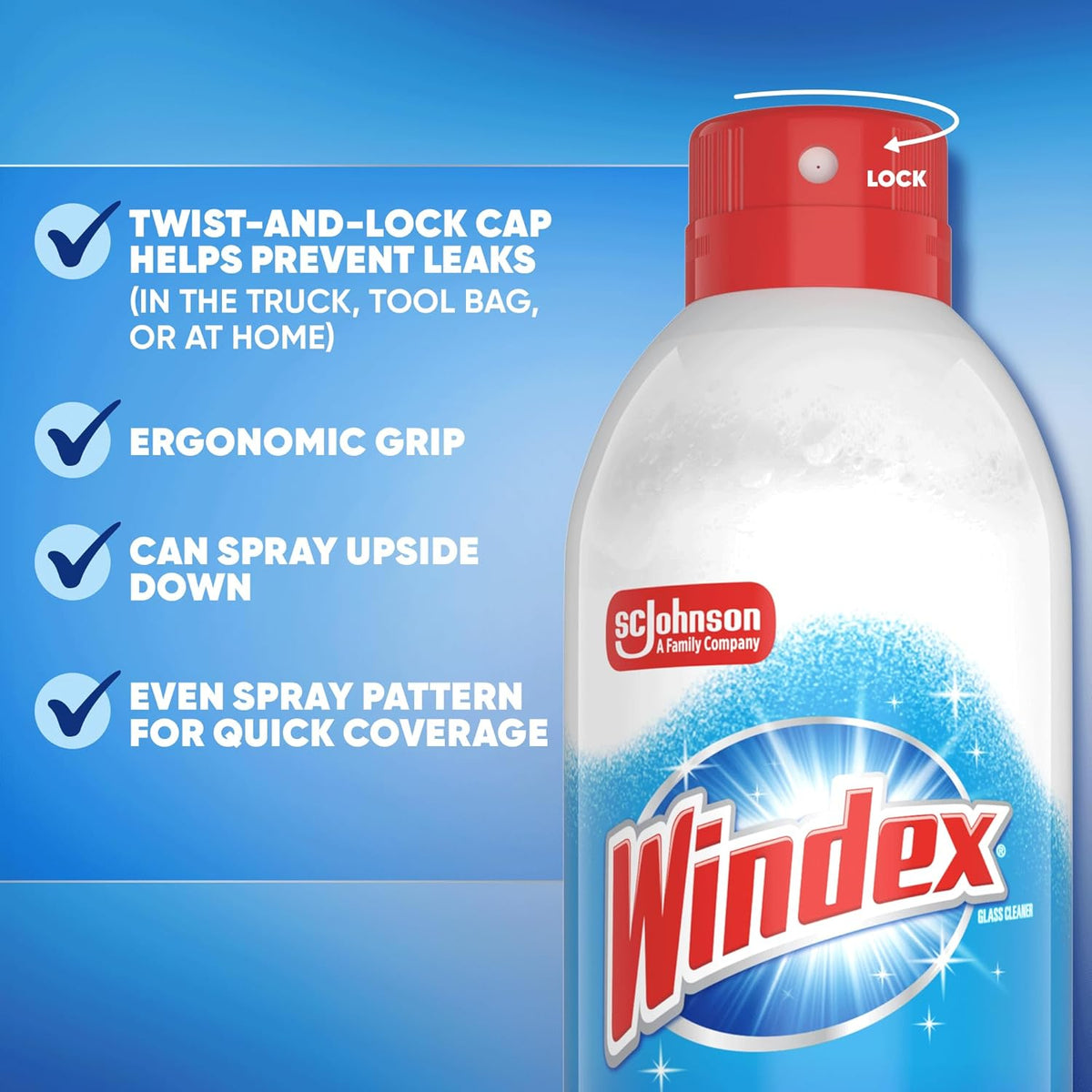 Windex Fast Shine Foam Glass Cleaner, No-Drip Windows, Doors, Mirrors & Countertops Aerosol Cleaning Spray, Streak-Free Shine, Removes Fingerprints, Dust, Dirt, Grime & More 19 oz (Pack of 1)