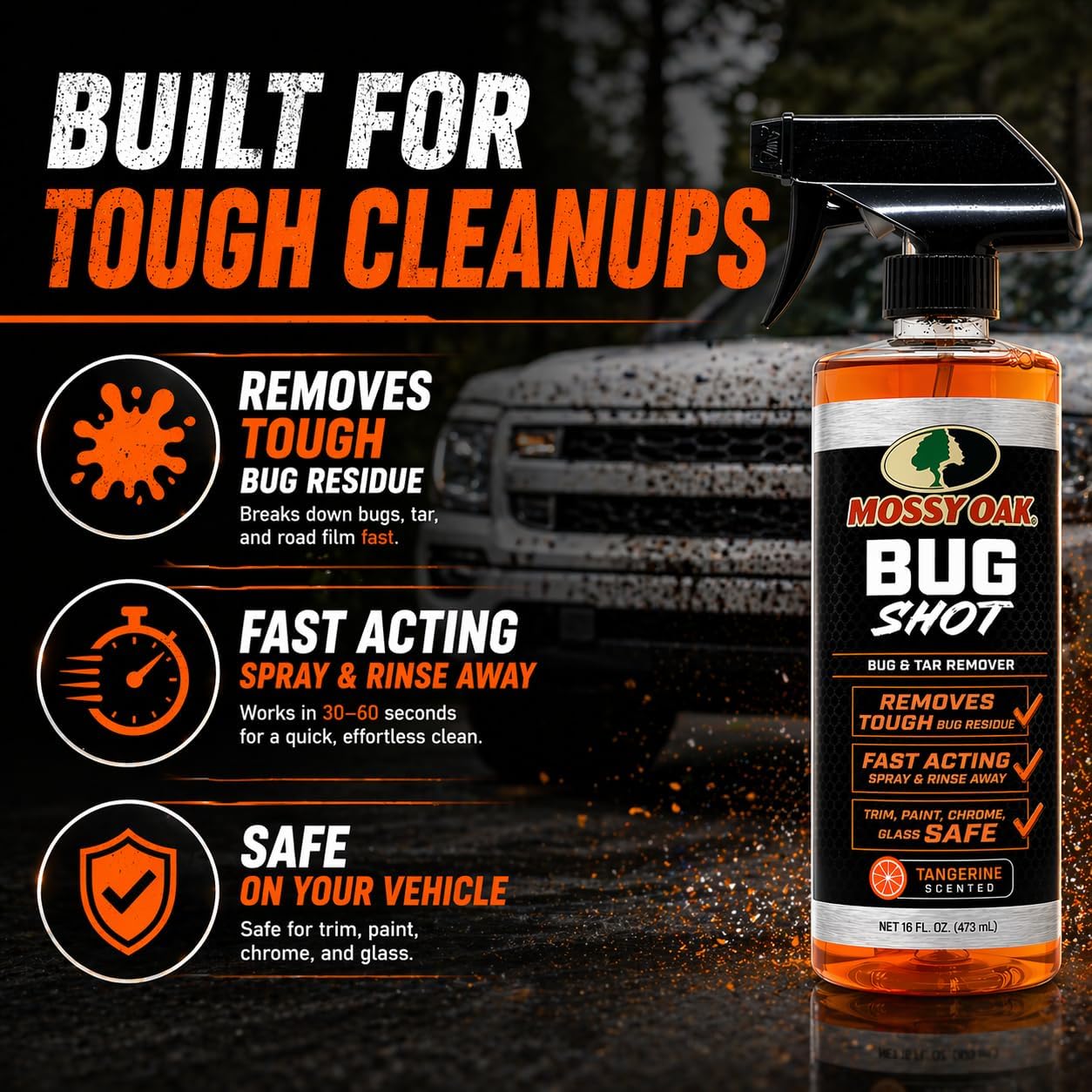 Mossy Oak Road Grime & Tar Remover - Removes Splatter, Road Tar, and Tree Sap - 16 oz, Ready-to-Use, Safe for Cars, Trucks, UTVs and ATVs