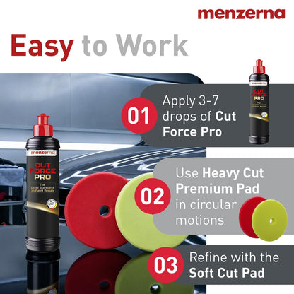menzerna Cut Force Pro Car Polish 8 oz I Premium Polish with Heavy Cut and high Gloss Finish I Buffing & Polishing Compound for Car Maintenance I for Scratches & Sanding Marks I Car Body Repair