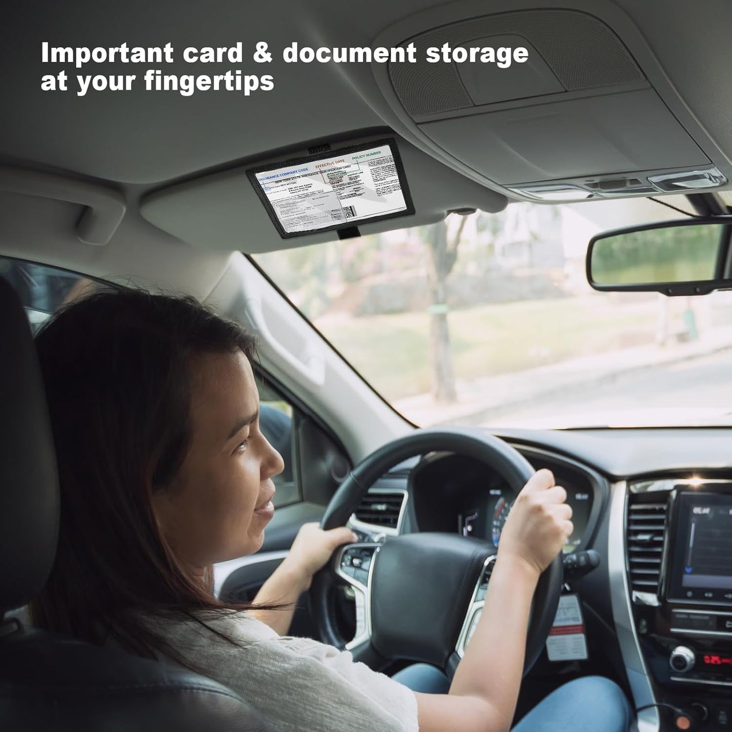 Registration Insurance Card Document Holder for Visor, Carrying Case for Registration and Insurance, Adjustable Visor Bag Drivers License Holder for Photo, Fit Most Car, SUV and Truck (Horizontally)