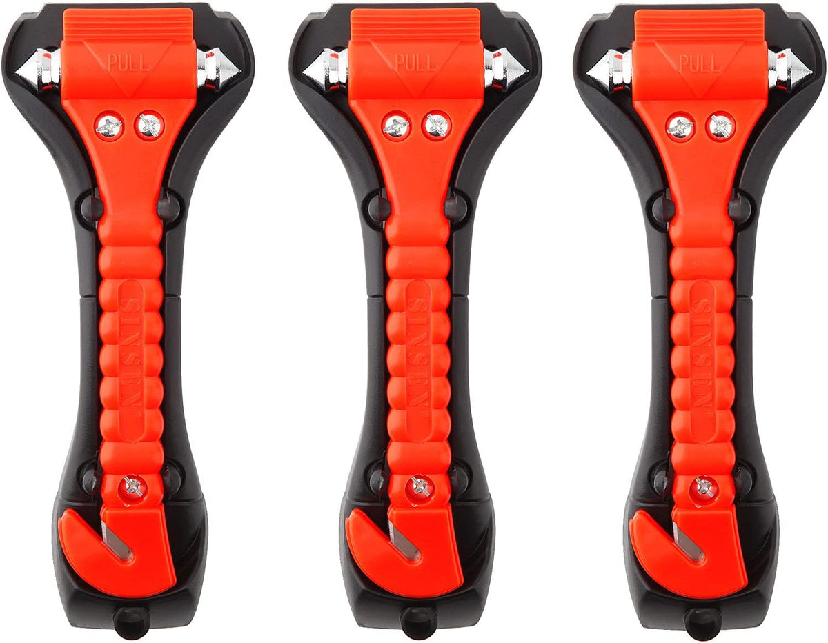 SINSEN Car Safety Hammer Set of 2 Emergency Escape Tool Auto Car Window Glass Hammer Breaker and Seat Belt Cutter Escape 2-in-1 for Family Rescue & Auto Emergency Escape Tools
