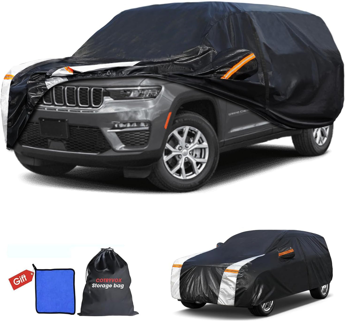 Large SUV Car Cover for Chevy Suburban 100% Waterproof All Weather, Heavy Duty Outdoor Full Exterior Covers Rain Sun Wind UV Protection. - Colors B