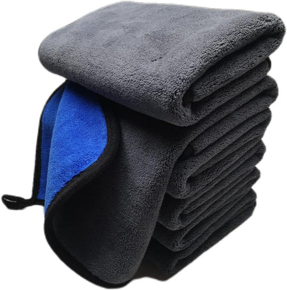 SOFTBATFY Ultrasoft, Large, Thick and Quick Drying Car Microfiber Cleaning Towel 800GSM Polishing Waxing Auto Detailing Towel Cloth (6pack,16 x 16inches) (Grey-Yellow)
