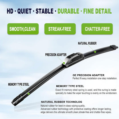 OEM QUALITY 24" +19" PARRATI Premium All-Season Windshield Wiper Blades (Set of 2) - Colors A