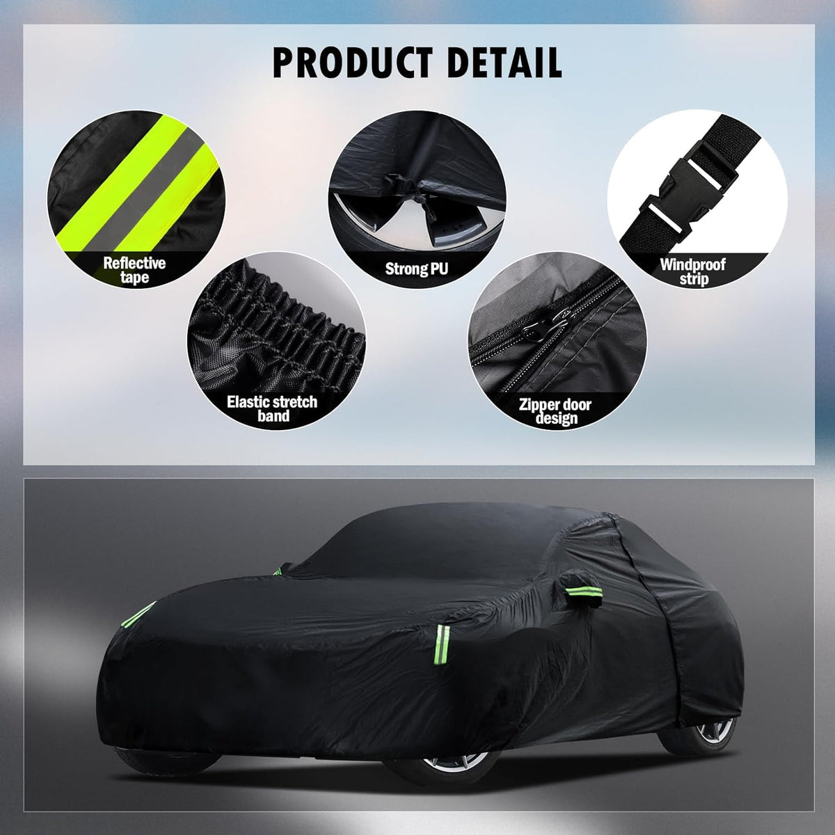 Car Cover Custom Fit for Toyota Corolla 2000-2025, Honda Civic 1991-2025, Waterproof All Weather Full Exterior Cover Rain Sun Protector Car Cover with Door Zipper