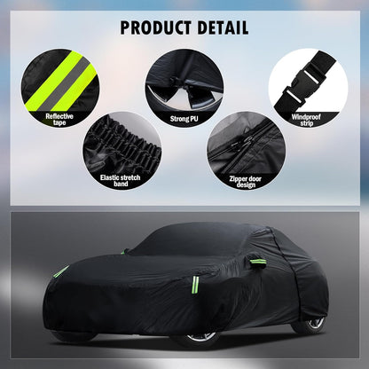 Car Cover Custom Fit for Toyota Corolla 2000-2025, Honda Civic 1991-2025, Waterproof All Weather Full Exterior Cover Rain Sun Protector Car Cover with Door Zipper