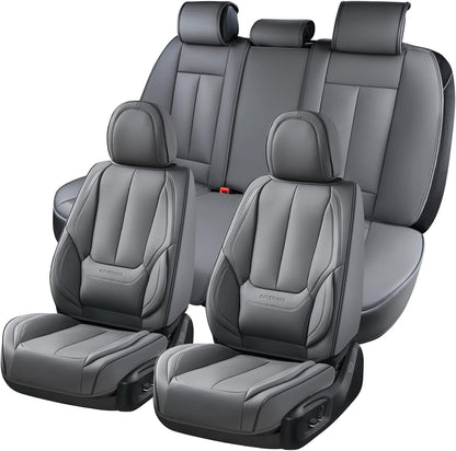 Coverado Seat Covers Full Set, Black Seat Covers for Cars 5 Seats, Car Seat Protector, Waterproof Nappa Leather Car Seat Cushion, Front and Rear Car Seat Cover Fit for Most Sedans SUV Pick-up Truck - Colors A