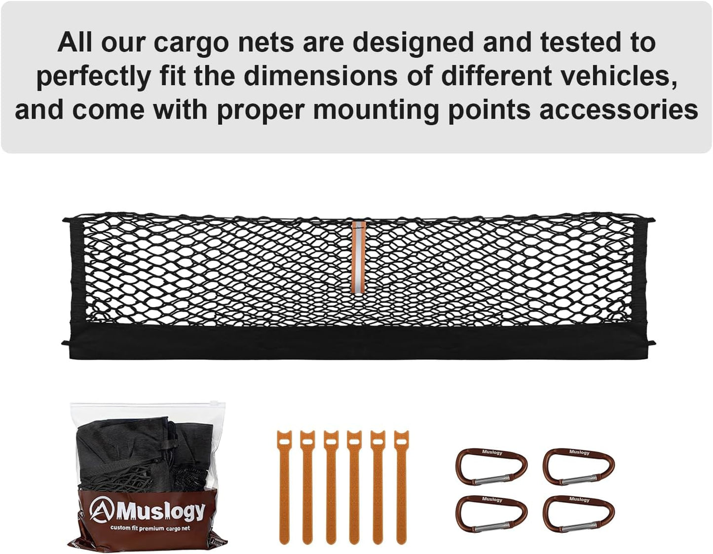Muslogy Truck Bed Cargo Net Trunk Netting Compatible with 2023-2025 2026 Honda CR-V Accessories, Pickup Cargo Organizer SUV Sedan Storage Net w/Heavy Duty Carabiners - Colors A