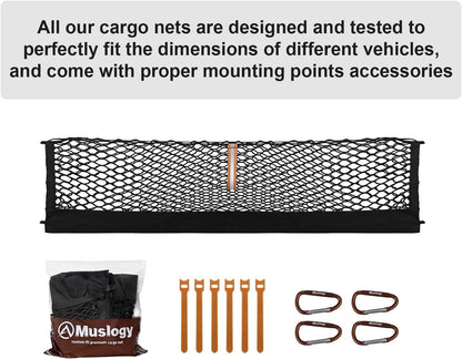 Muslogy Truck Bed Cargo Net Trunk Netting Compatible with 2023-2025 2026 Honda CR-V Accessories, Pickup Cargo Organizer SUV Sedan Storage Net w/Heavy Duty Carabiners - Colors A