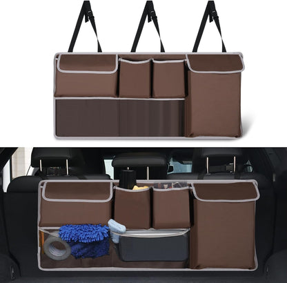 UYYE Trunk Hanging Organizer, Backseat Bag, Car Interior Accessories with 4 Pockets & 2 Mesh Pouches for Groceries, Will Provide More Storage Trunk Space for SUV, Jeep, MPVs