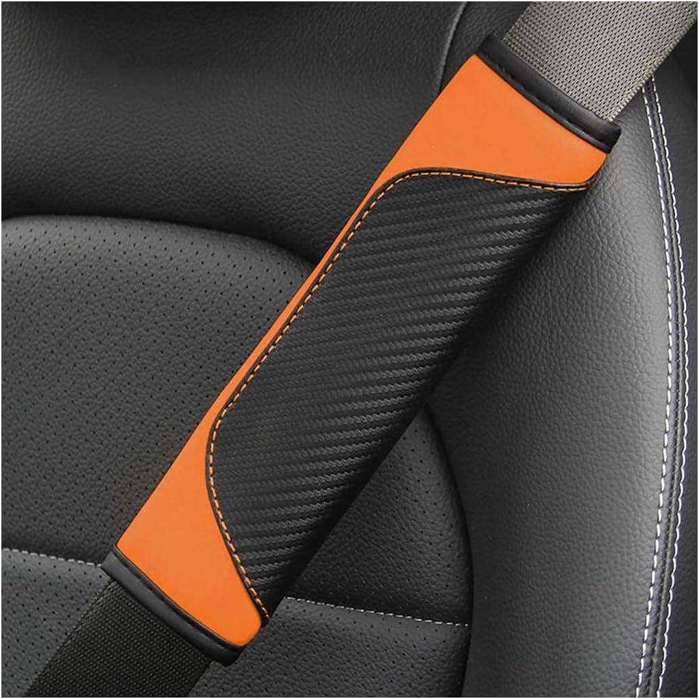 AUCELI 2PCS Car Seat Belt Cover, Carbon Fiber Seatbelt Shoulder Strap Covers, Breathable Leather Soft Harness Pad Protect Your Neck and Shoulder Compatible with Cars