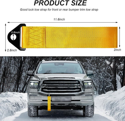 Racing Tow Strap, Stylish JDM Car Bumper Tow Strap Trailer Hook Belt for Decoration, Heavy Duty Nylon Traction Rope Universal Fit for Front or Rear Front Bumper (Black)