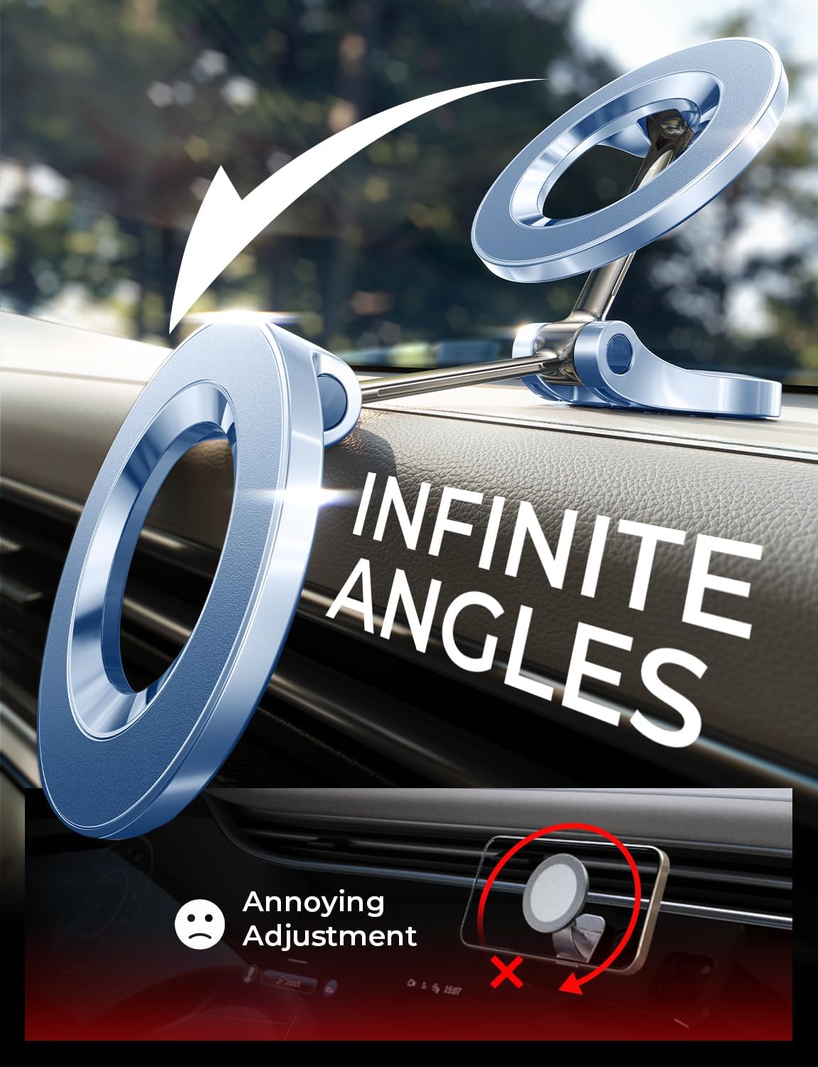 LISEN for MagSafe Car Mount for iPhone 17 Pro Max [24 Strong Magnets] Classic Magnetic Phone Holder for Car Dashboard Magnet Phone Mount Car Cell Phone Holder for iPhone 17 Pro Max Air 16 15 14 13 12