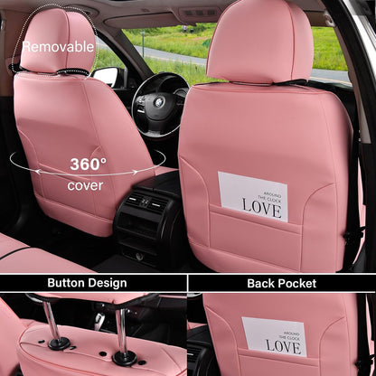 Coverado Seat Covers Full Set, Black Seat Covers for Cars 5 Seats, Car Seat Protector, Waterproof Nappa Leather Car Seat Cushion, Front and Rear Car Seat Cover Fit for Most Sedans SUV Pick-up Truck - Colors A