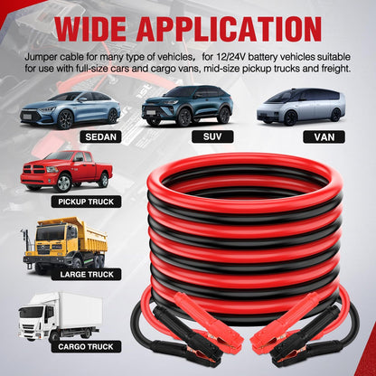 Nilight Jumper Cables for Car Battery 8 Gauge 12 FT Booster Cable Heavy Duty 250 A CCA with Carrying Bag Jump Start Emergency Kit Pickup Vans SUV Sedan Motorcycle