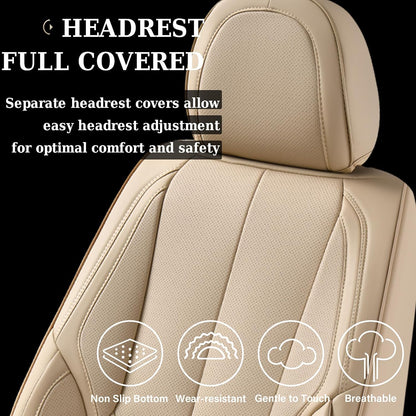 Coverado Seat Covers Full Set, Black Seat Covers for Cars 5 Seats, Car Seat Protector, Waterproof Nappa Leather Car Seat Cushion, Front and Rear Car Seat Cover Fit for Most Sedans SUV Pick-up Truck - Colors A