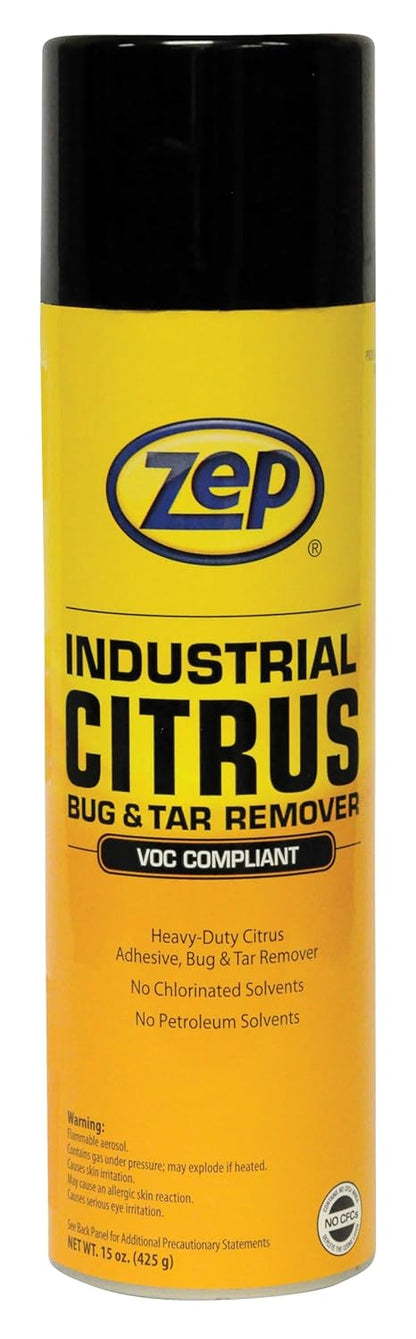Zep Industrial Citrus Bug and Tar Remover - (Pack of 1) L93321 - Heavy Duty Adhesive Remover, No Chlorinated or Petroleum Solvents, Rinses Clean, Fresh Citrus Scent