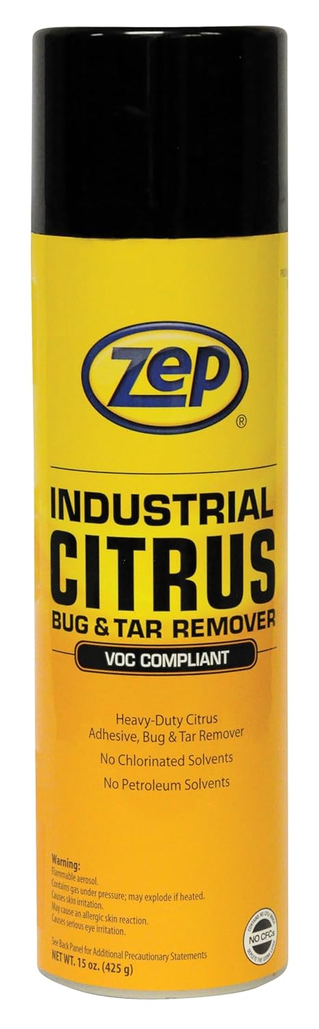 Zep Industrial Citrus Bug and Tar Remover - (Pack of 1) L93321 - Heavy Duty Adhesive Remover, No Chlorinated or Petroleum Solvents, Rinses Clean, Fresh Citrus Scent