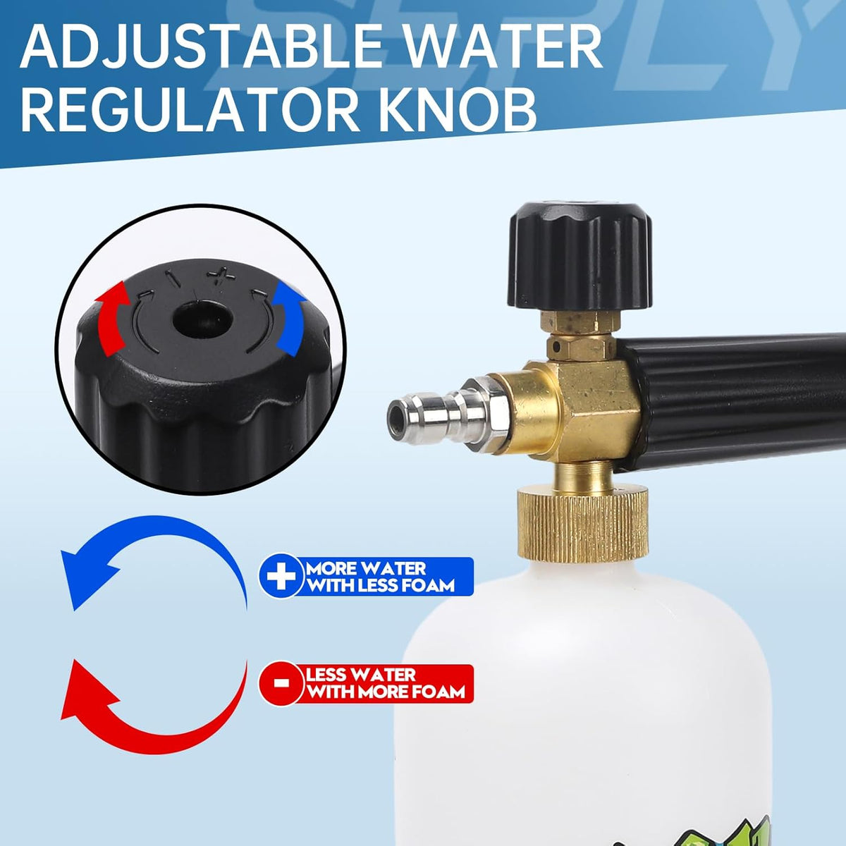 SEPLY Foam Cannon for Pressure Washer Gun Kit with Dual Connector Accessory, Car Wash Foam Gun with 5 Pressure Washer Nozzle Tips 3/8'' Swivel Quick Connector and M22-14mm and M22-15 mm Fitting