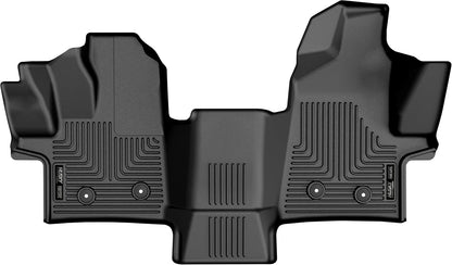 Husky Liners Weatherbeater Floor Mats | Fits 2022-2024 Ford Transit (All Models w/Vinyl Floors) Full Coverage | Front Row, 1-pc Black - 18781