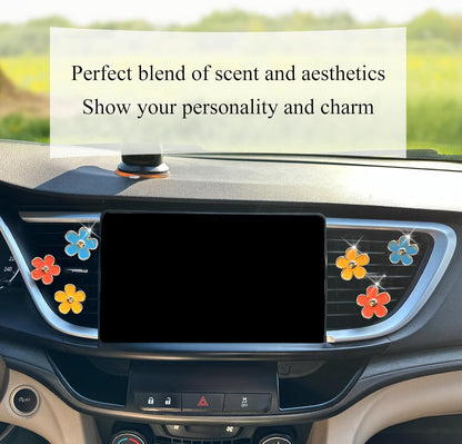 ORIESSE 6pcs Flowers Car Air Freshener Vent Clips Purple White Daisy Air Vent Clip Car Accessories for Women 3.3cm/3cm Flower Vehicle Interior Decor Refillable Diffuser