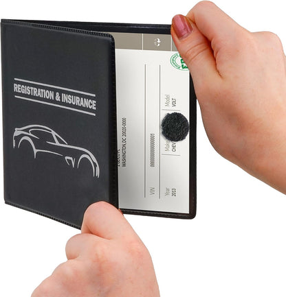 CANOPUS Car Registration and Insurance Holder, Car Document Holder, Vehicle Registration and Insurance Card Holder, Wallet for Auto, Trailer, Motorcycle, Truck, Vehicle Paperwork Organizer (2 Pack)
