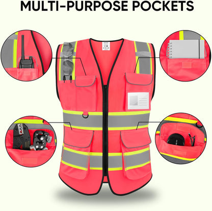TICONN Reflective Safety Vest High Visibility Class II Mesh Vest for Women & Men Meets ANSI Standards
