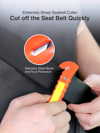 Luxtude Window Breaker Seatbelt Cutter, Car Window Breaker, Glass Breaker, Auto Car Escape Tool, 2-in-1 Emergency Glass Hammer, Window Punch Seatbelt Cutter, Life Rescue Tools Kit, 2 Packs