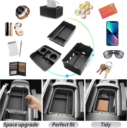 SKTU 2-Pack 2023 2024 2025 2026 Lexu s RX350 Center Console Organizer for 2023-2026 Lexu s RX350/RX450h/RX500h Console Tray 2023 2024 2025 2026 RX350 Accessories with Sunglasses Holder [Double Layers]