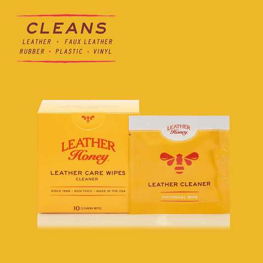 Leather Honey Leather Wipe Kit: Clean & Restore On-The-Go. For Any Color of Leather Couches, Car Seats, Purses, Shoes & Bags. Nontoxic, Ready-to-Use & Made in the USA. 5 Cleaner & 5 Conditioner Wipes