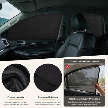 XCBYT Car Window Shades - 4 Pcs Car Privacy Curtains - 100% Block Light Car Window Covers - Magnetic Side Window Sun Shade Keeps Cooler for Breastfeeding, Taking a nap, Changing Clothes, Camping