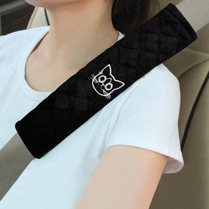 Amooca Soft Auto Seat Belt Cover Seatbelt Shoulder Pad 2 PCS for a More Comfortable Driving Compatible with All Cars and Backpack Black