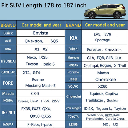 SUV car Cover All Weather Waterproof Murano, Subaru Outback/Solterra，Cadillac XT5/SRX, Buick Envision and Other Models -Outdoor Sunshade Protection with Zipper (Length 188 to 195 inch)