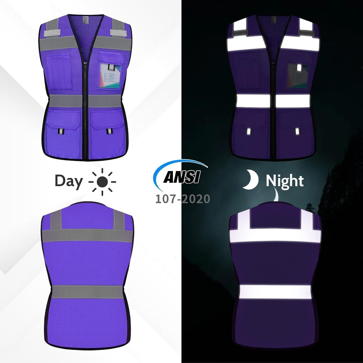 Reflective Vest for Women, Mesh Womens Safety Vest with 11 Pockets and Zipper, Hi Vis Neon Construction Work Vest for Lady Surveyors/Workers, Snugly-Fitted, ANSI Compliant (U-Yellow, S)