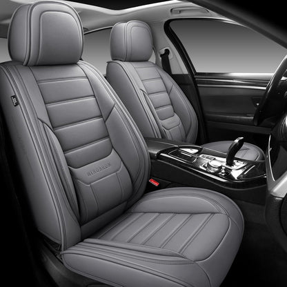 MINGBRON Car Seat Cover Full Set, Leather Car Seat Cover, Waterproof Seat Covers, Car Seat Cushion, Nappa Leather Seat Covers Car Seat Protector Universal Fit Most Cars Black
