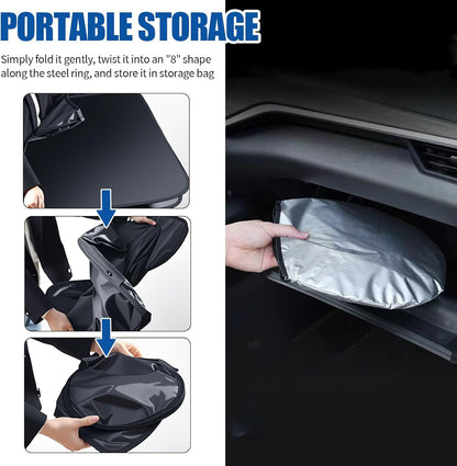 59"×31" 2026 Upgraded Car Windshield Sun Shade Foldable,Thickened Car Sun Shade Windshield with Storage Bag,Universal Sunshade for Cars Windshields for Most Cars,SUVs
