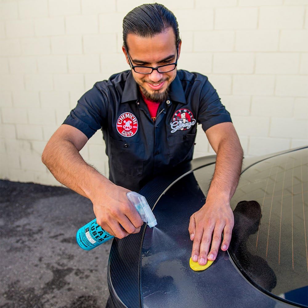 Chemical Guys Clay Bar Kit, Medium Duty with Luber Synthetic Lubricant – Removes Embedded Dirt, Restores Smooth Paint, Preps for Wax and Sealant - Safe for Cars, Trucks, SUVs, 16 oz, 2 Items