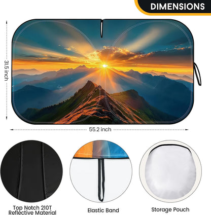 Car Windshield Sun Shade - Foldable Car Sun Shade Windshield for Front Window, Reflector Sunshade Offers Ultimate Protection for Cars Interior (55.2 x 31.5 in)