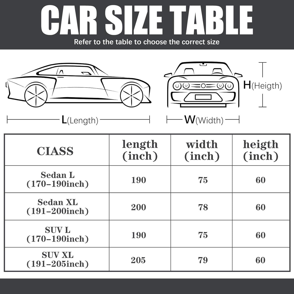 Riakrum Full Car Cover Waterproof All Weather for Automobiles Windproof Cover Rain UV Protection Sun Scratch Resistant Outdoor Universal(Fit Sedan Length (185-193'') 70'' H,Black, Orange)