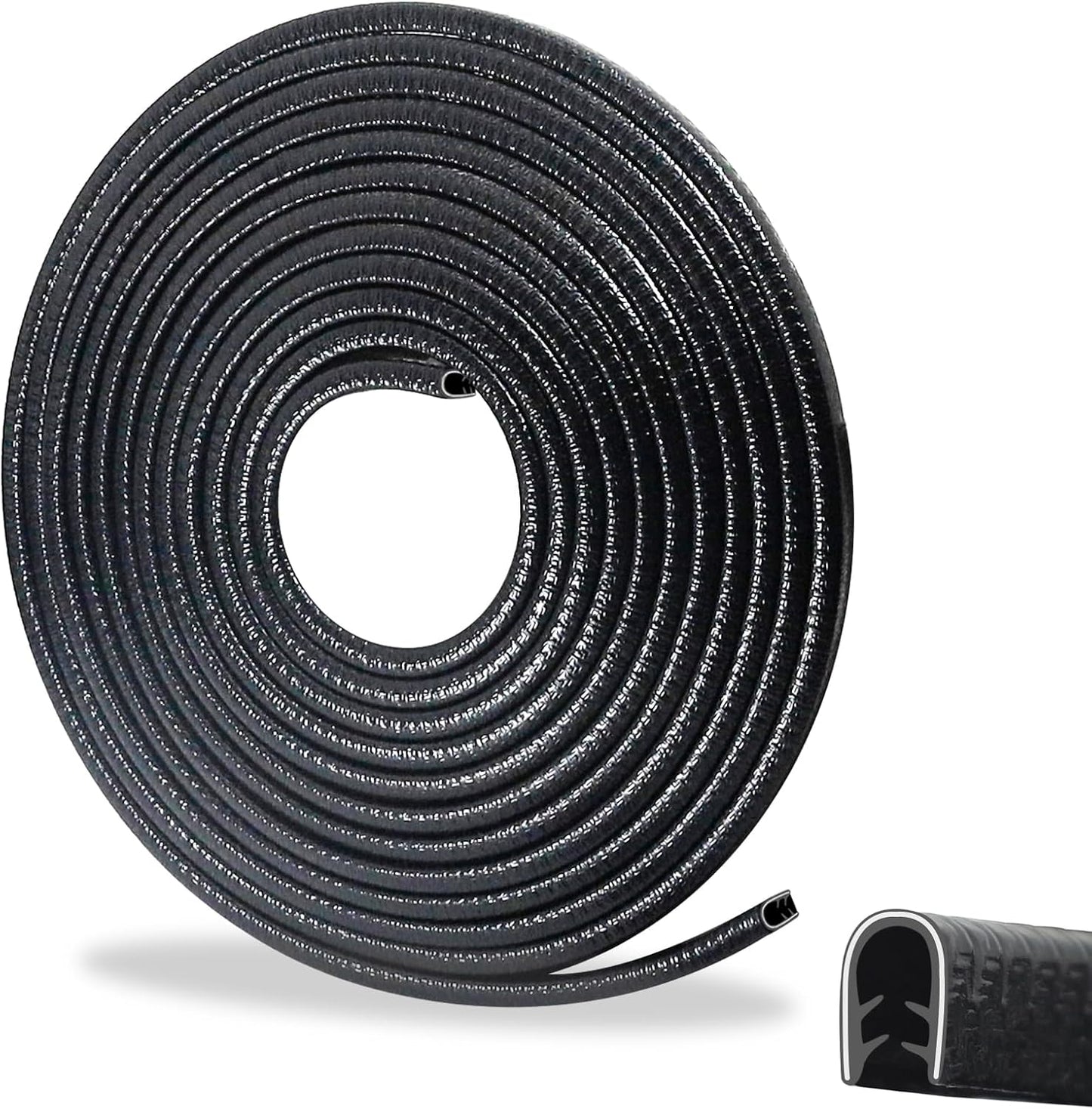 16.4FT Car Door Edge Guards Black, U-Shaped Car Door Protector with Metal Clips, No Adhesive Needed, for Most Cars