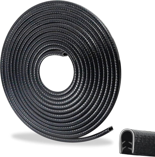 16.4FT Car Door Edge Guards Black, U-Shaped Car Door Protector with Metal Clips, No Adhesive Needed, for Most Cars
