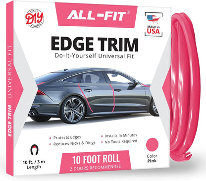 All-Fit Automotive Car Door Edge Protector – Universal DIY Edge Trim to Prevent Scratches & Dings – Flexible Adhesive Molding Trim for Cars, Trucks & SUVs (10 Ft - Black)