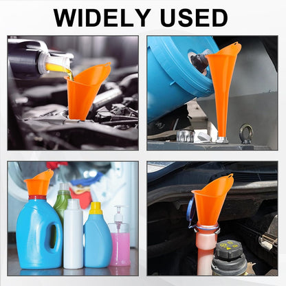Long-Neck Oil Funnel for Automotive – Multi-Function Plastic Funnel for Oil, Gas & Lubricants – Universal Car Accessory (Black (1-Pack))