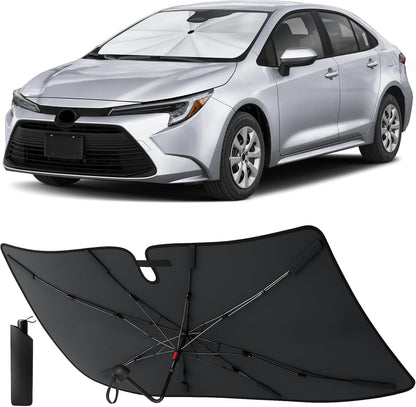 Econour Windshields Sun Shade for Car | Medium Foldable Car Sunshade & Window Tint | UV & Heat Protection Front Window Sun Shield, Keeps Interior Cool, Fits Sedans SUVs & Trucks (57” x 33”)