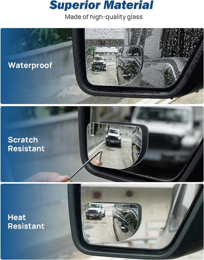 JOYTUTUS Blind Spot Mirror 2 Pack HD Frameless Convex Glass for Wide Angle View and Safer Lane Changing Compatible with Cars SUVs Trucks RVs Easy Stick On & Long Lasting Durability