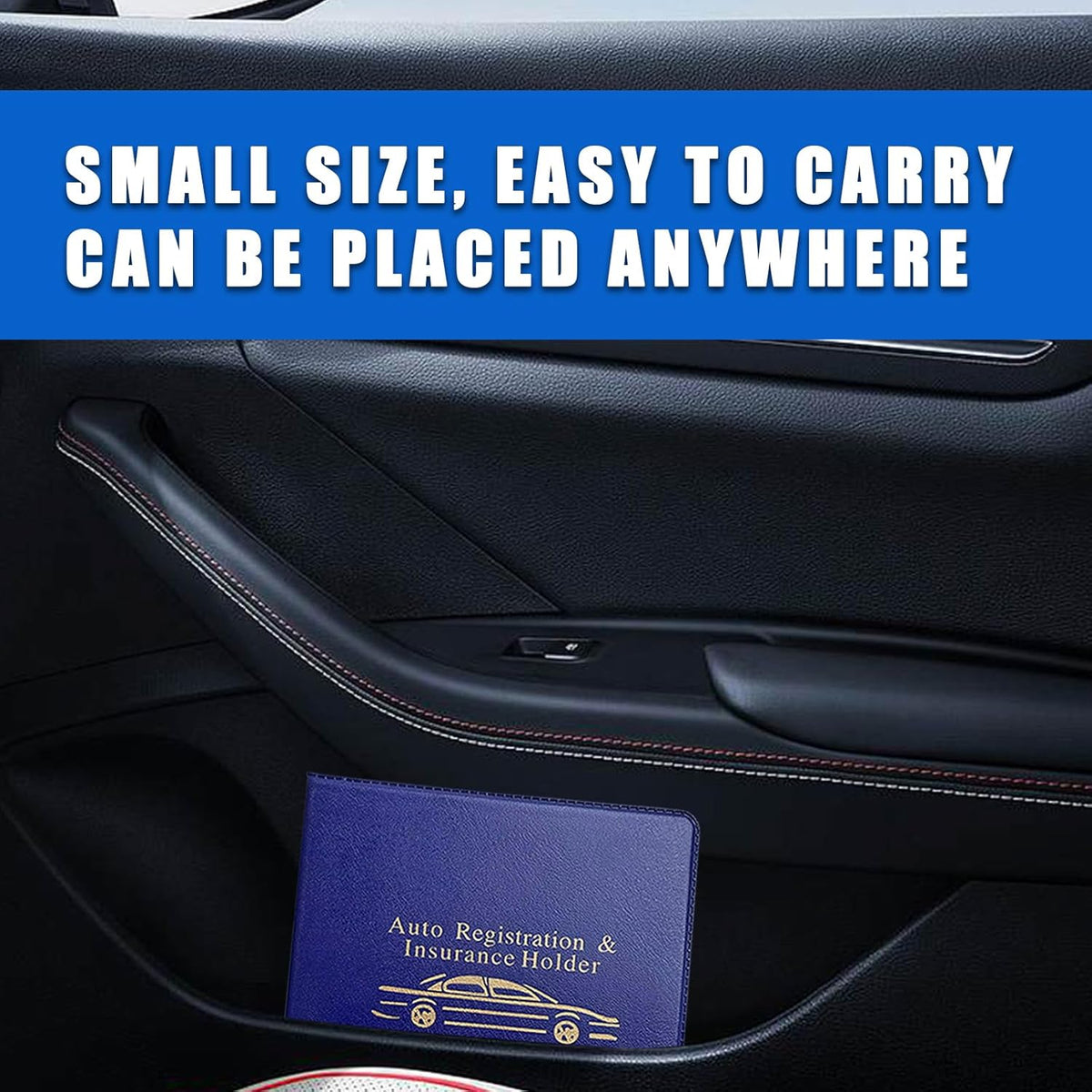 Ziciner Car Registration Insurance Holder, 2Pack Essential Auto Card Document Glove Box Organizer with Touch Fastener, Vehicle Interior Accessories Perfect for Most Car, Truck, SUV (Red/Small Car)