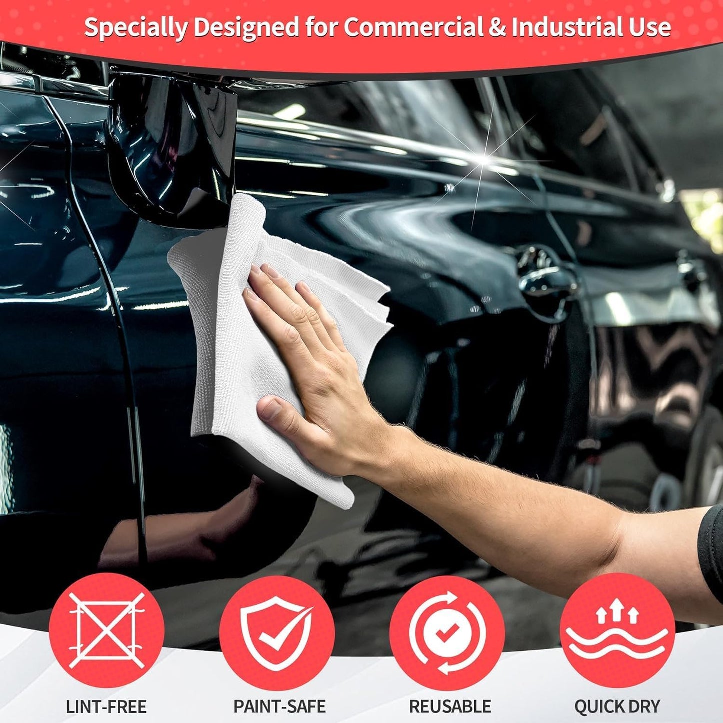 Microfiber Cleaning Cloth, 100 Pack Cleaning Rags Microfiber Towel Bulk Absorbent Lint-Free Wash Cloths, All-Purpose Shop Towels for Cars, Automotive, Garage, Home & Kitchen 11.5"*11.5"